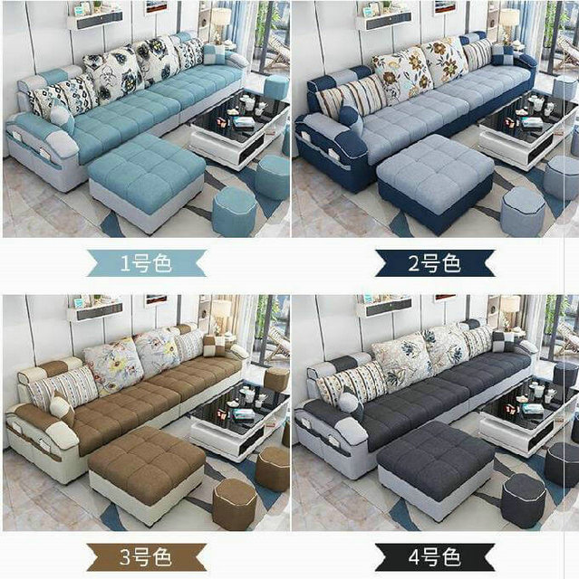 Blue Linen Sofa