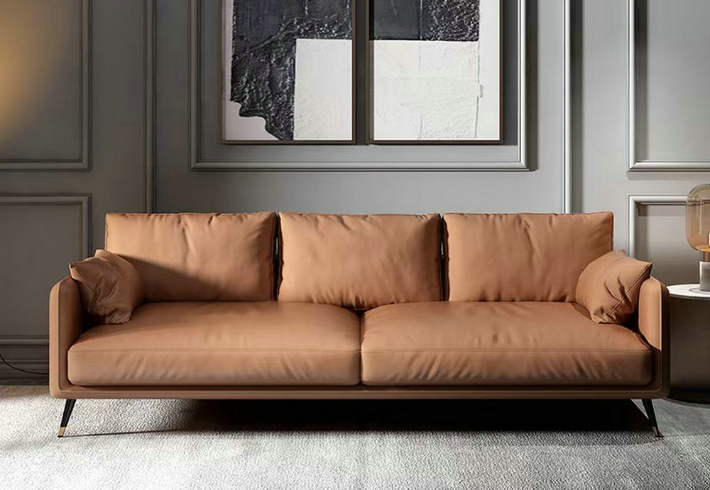 Light Tan Leather Couch Foshan Kika, Tan Leather Sofa And Armchair