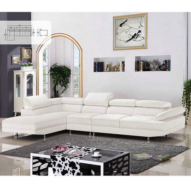 New Italian Style Modern L Shaped White, Lawson Style Leather Sofa