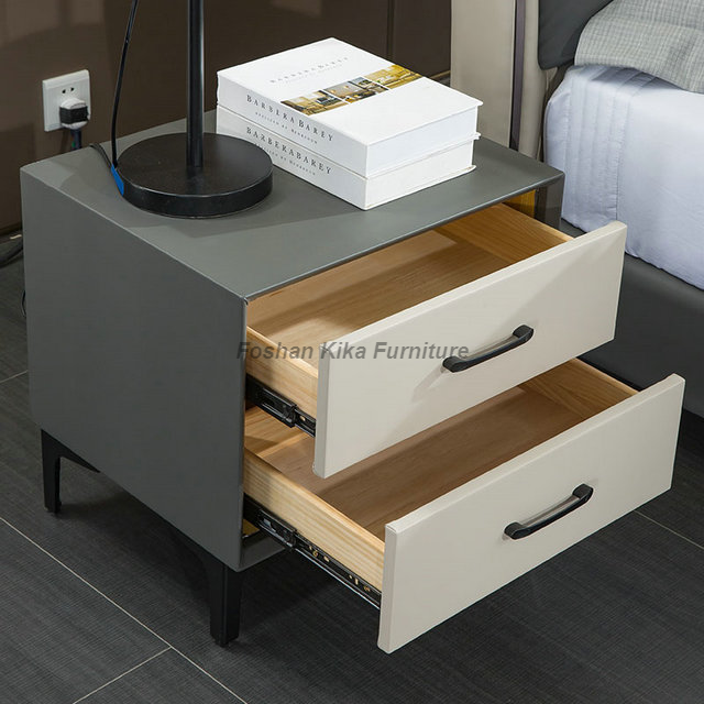 Grey Leather Bed